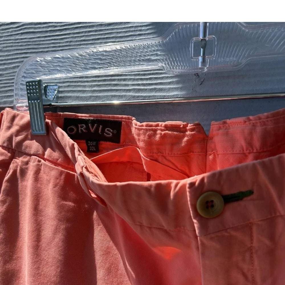 Orvis Men's 100% Pima Cotton Coral Chino Pants, Size 36/32